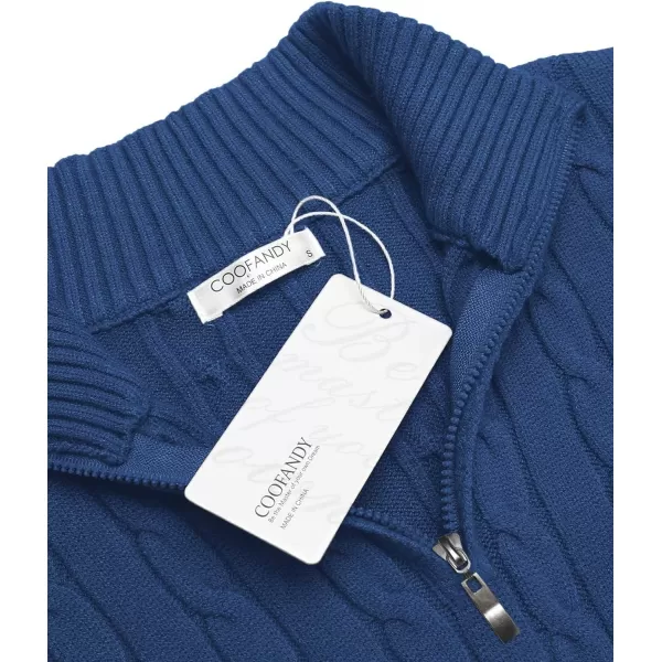 COOFANDY Men's Quarter Zip Sweater Slim Fit Casual Knitted Turtleneck Pullover Mock Neck Polo Sweater