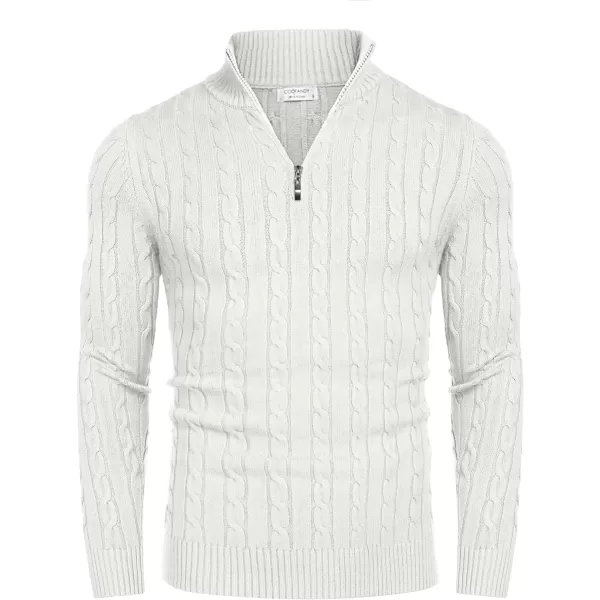 COOFANDY Men's Quarter Zip Sweater Slim Fit Casual Knitted Turtleneck Pullover Mock Neck Polo Sweater)