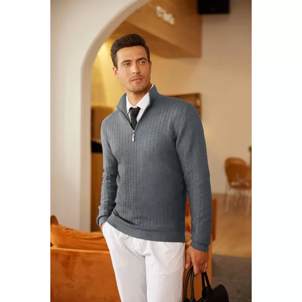 COOFANDY Men's Quarter Zip Sweaters Slim Fit Lightweight Cotton Knitted Casual Mock Neck Pullover Sweaters