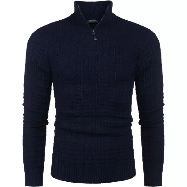 COOFANDY Men's Quarter Zip Sweaters Slim Fit Lightweight Cotton Knitted Casual Mock Neck Pullover Sweaters