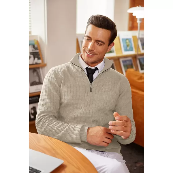 COOFANDY Men's Quarter Zip Sweaters Slim Fit Lightweight Cotton Knitted Casual Mock Neck Pullover Sweaters