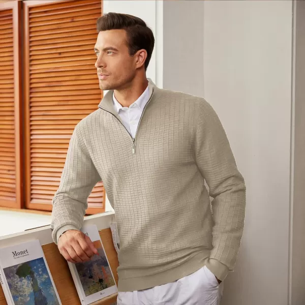 COOFANDY Men's Quarter Zip Sweaters Slim Fit Lightweight Cotton Knitted Casual Mock Neck Pullover Sweaters