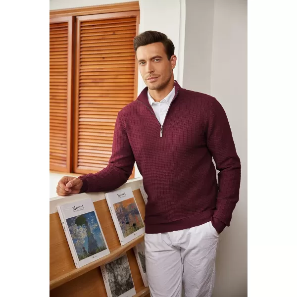 COOFANDY Men's Quarter Zip Sweaters Slim Fit Lightweight Cotton Knitted Casual Mock Neck Pullover Sweaters