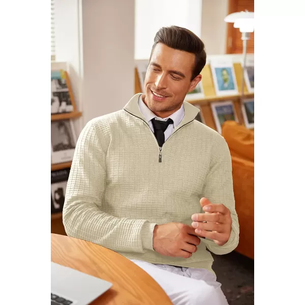 COOFANDY Men's Quarter Zip Sweaters Slim Fit Lightweight Cotton Knitted Casual Mock Neck Pullover Sweaters