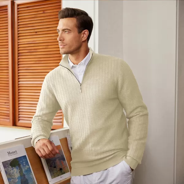 COOFANDY Men's Quarter Zip Sweaters Slim Fit Lightweight Cotton Knitted Casual Mock Neck Pullover Sweaters