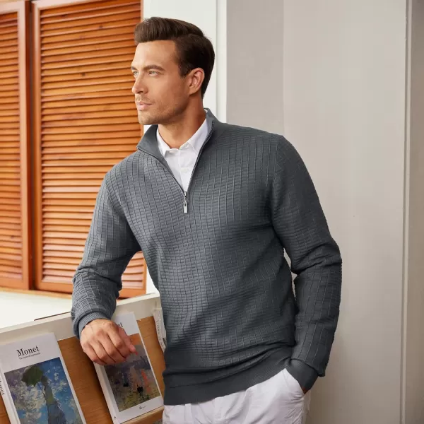 COOFANDY Men's Quarter Zip Sweaters Slim Fit Lightweight Cotton Knitted Casual Mock Neck Pullover Sweaters