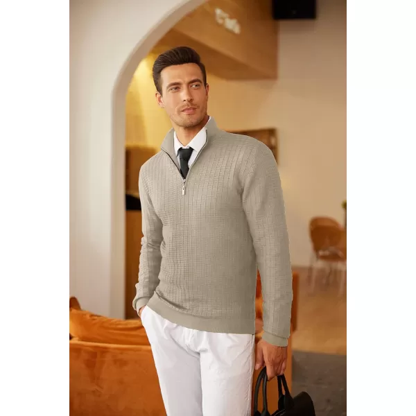 COOFANDY Men's Quarter Zip Sweaters Slim Fit Lightweight Cotton Knitted Casual Mock Neck Pullover Sweaters