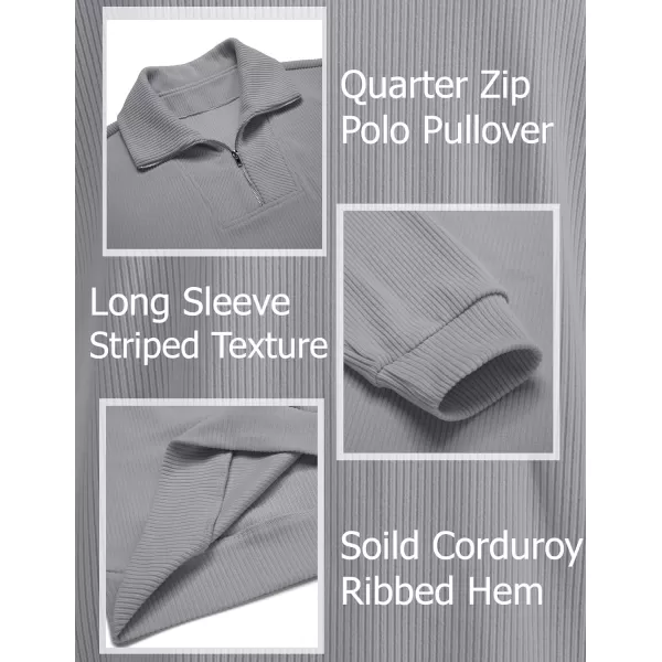 COOFANDY Men's Quarter Zip Up Pullover Slim Fit Mock Neck Long Sleeve Sweaters Casual Corduroy Polo Sweatshirt