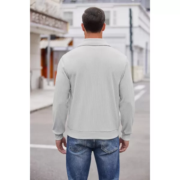 COOFANDY Men's Quarter Zip Up Pullover Slim Fit Mock Neck Long Sleeve Sweaters Casual Corduroy Polo Sweatshirt