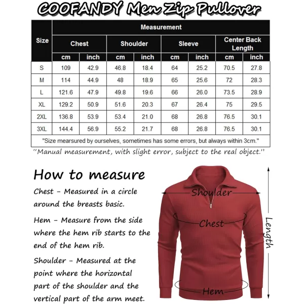 COOFANDY Men's Quarter Zip Up Pullover Slim Fit Mock Neck Long Sleeve Sweaters Casual Corduroy Polo Sweatshirt
