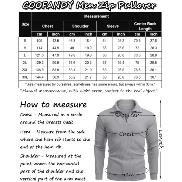 COOFANDY Men's Quarter Zip Up Pullover Slim Fit Mock Neck Long Sleeve Sweaters Casual Corduroy Polo Sweatshirt