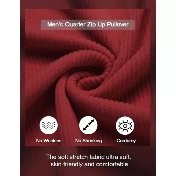 COOFANDY Men's Quarter Zip Up Pullover Slim Fit Mock Neck Long Sleeve Sweaters Casual Corduroy Polo Sweatshirt