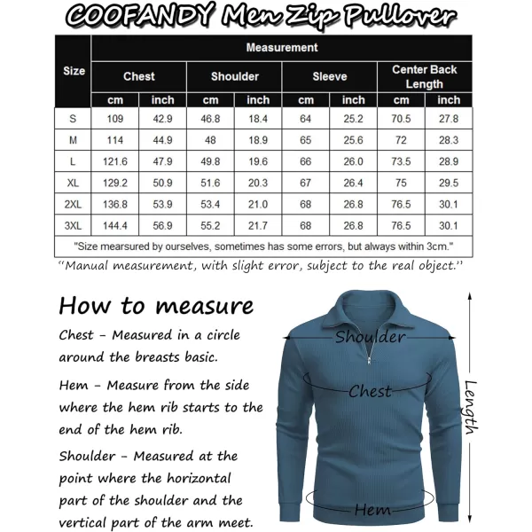 COOFANDY Men's Quarter Zip Up Pullover Slim Fit Mock Neck Long Sleeve Sweaters Casual Corduroy Polo Sweatshirt