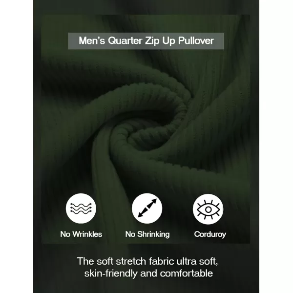 COOFANDY Men's Quarter Zip Up Pullover Slim Fit Mock Neck Long Sleeve Sweaters Casual Corduroy Polo Sweatshirt