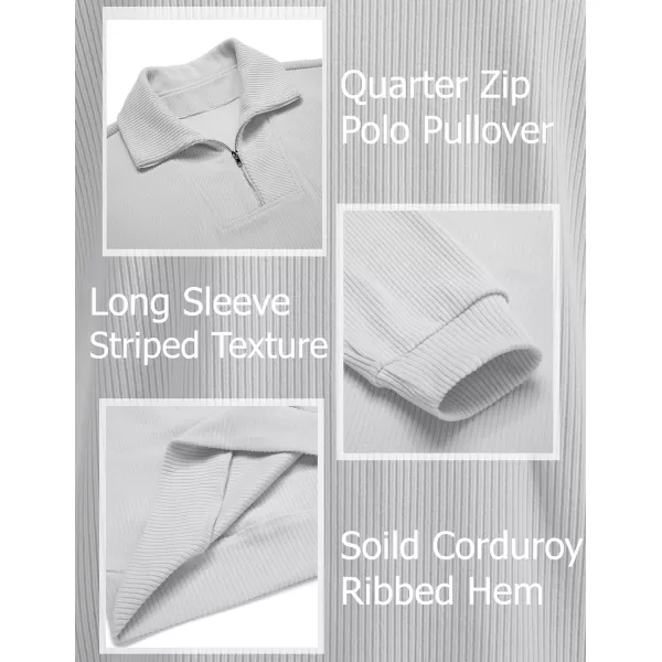 COOFANDY Men's Quarter Zip Up Pullover Slim Fit Mock Neck Long Sleeve Sweaters Casual Corduroy Polo Sweatshirt