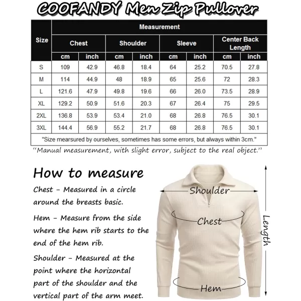 COOFANDY Men's Quarter Zip Up Pullover Slim Fit Mock Neck Long Sleeve Sweaters Casual Corduroy Polo Sweatshirt