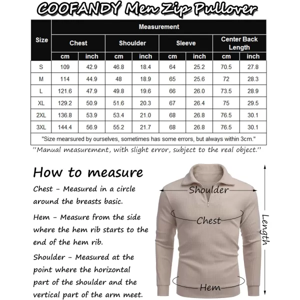 COOFANDY Men's Quarter Zip Up Pullover Slim Fit Mock Neck Long Sleeve Sweaters Casual Corduroy Polo Sweatshirt
