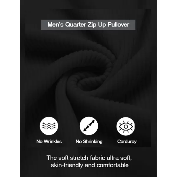 COOFANDY Men's Quarter Zip Up Pullover Slim Fit Mock Neck Long Sleeve Sweaters Casual Corduroy Polo Sweatshirt