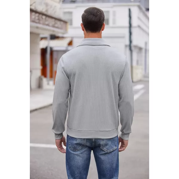 COOFANDY Men's Quarter Zip Up Pullover Slim Fit Mock Neck Long Sleeve Sweaters Casual Corduroy Polo Sweatshirt
