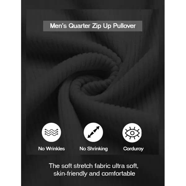 COOFANDY Men's Quarter Zip Up Pullover Slim Fit Mock Neck Long Sleeve Sweaters Casual Corduroy Polo Sweatshirt
