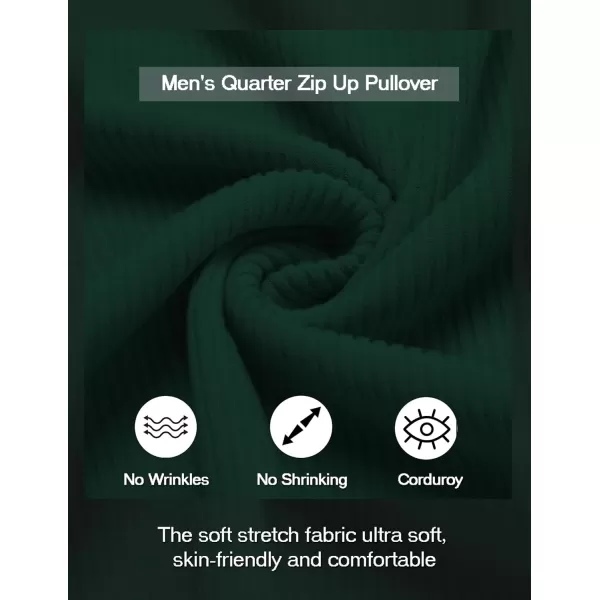 COOFANDY Men's Quarter Zip Up Pullover Slim Fit Mock Neck Long Sleeve Sweaters Casual Corduroy Polo Sweatshirt