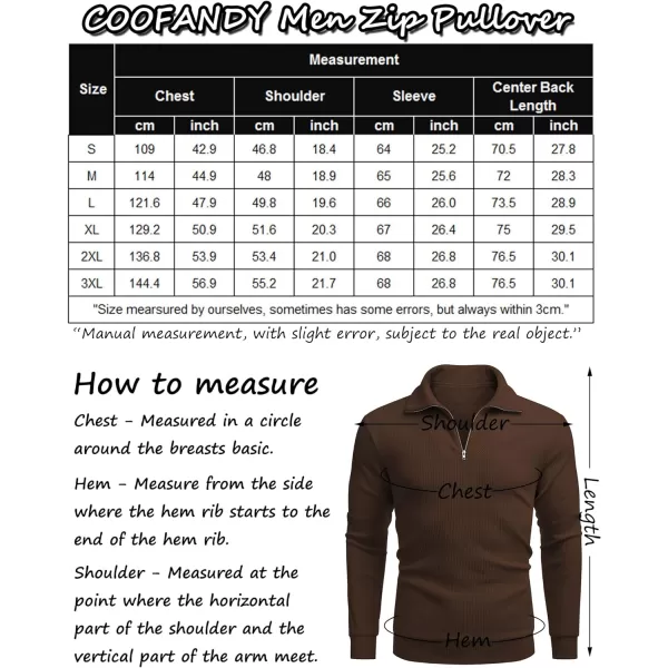 COOFANDY Men's Quarter Zip Up Pullover Slim Fit Mock Neck Long Sleeve Sweaters Casual Corduroy Polo Sweatshirt