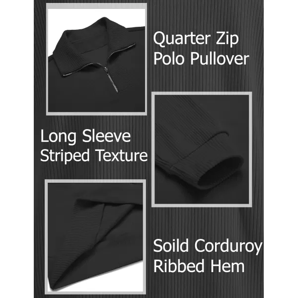 COOFANDY Men's Quarter Zip Up Pullover Slim Fit Mock Neck Long Sleeve Sweaters Casual Corduroy Polo Sweatshirt