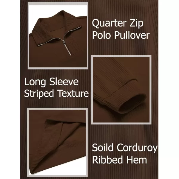 COOFANDY Men's Quarter Zip Up Pullover Slim Fit Mock Neck Long Sleeve Sweaters Casual Corduroy Polo Sweatshirt