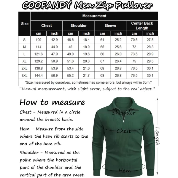 COOFANDY Men's Quarter Zip Up Pullover Slim Fit Mock Neck Long Sleeve Sweaters Casual Corduroy Polo Sweatshirt