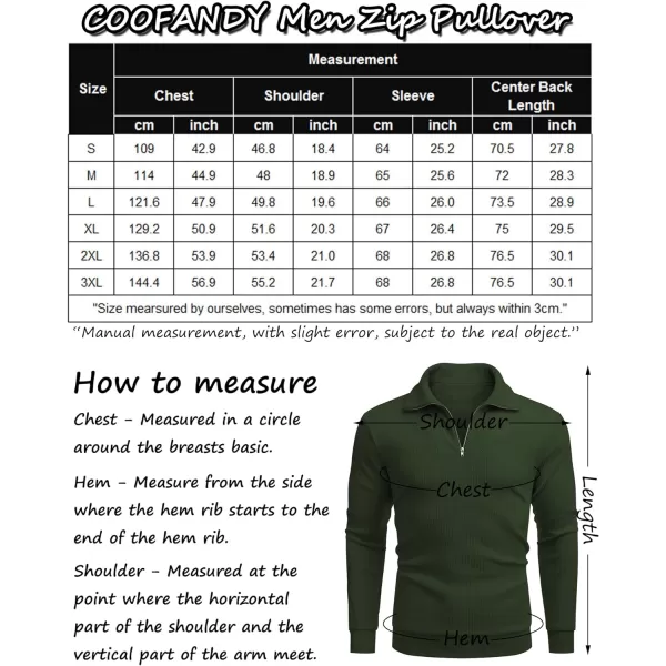 COOFANDY Men's Quarter Zip Up Pullover Slim Fit Mock Neck Long Sleeve Sweaters Casual Corduroy Polo Sweatshirt