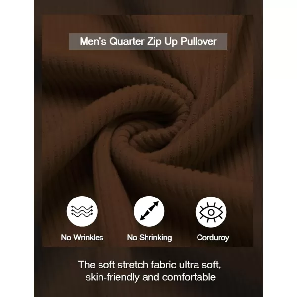 COOFANDY Men's Quarter Zip Up Pullover Slim Fit Mock Neck Long Sleeve Sweaters Casual Corduroy Polo Sweatshirt