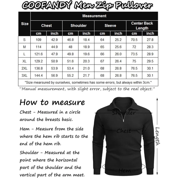 COOFANDY Men's Quarter Zip Up Pullover Slim Fit Mock Neck Long Sleeve Sweaters Casual Corduroy Polo Sweatshirt