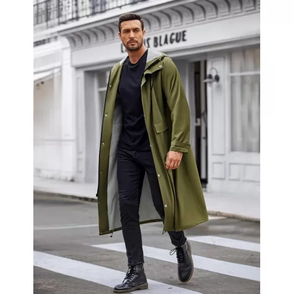 COOFANDY Men's Rain Jacket with Hood Waterproof Lightweight Active Long Raincoat