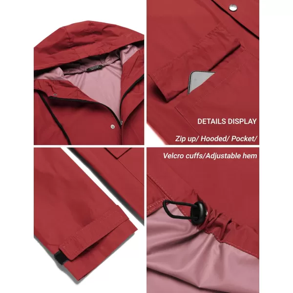 COOFANDY Men's Rain Jacket with Hood Waterproof Lightweight Active Long Raincoat