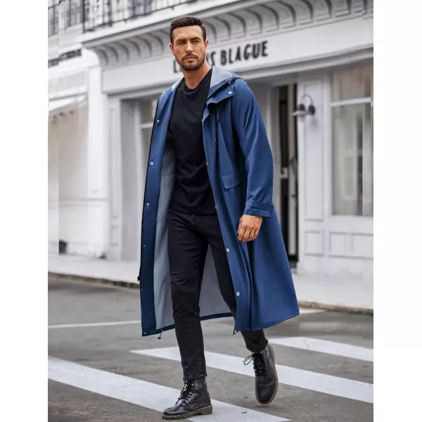 COOFANDY Men's Rain Jacket with Hood Waterproof Lightweight Active Long Raincoat