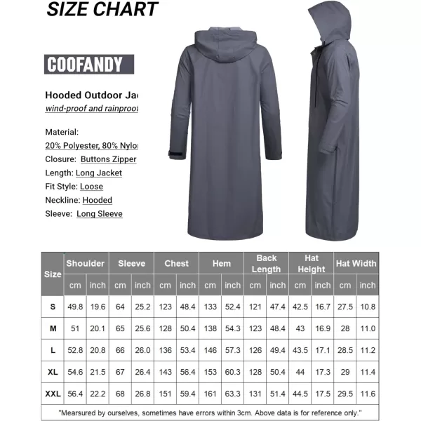 COOFANDY Men's Rain Jacket with Hood Waterproof Lightweight Active Long Raincoat