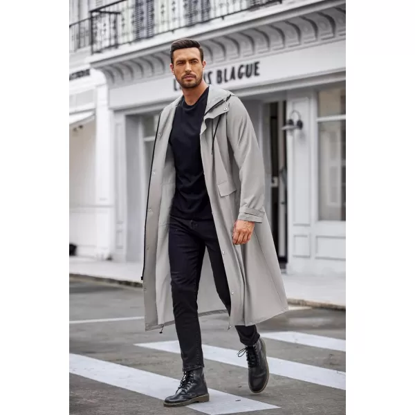 COOFANDY Men's Rain Jacket with Hood Waterproof Lightweight Active Long Raincoat