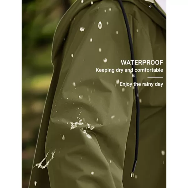COOFANDY Men's Rain Jacket with Hood Waterproof Lightweight Active Long Raincoat