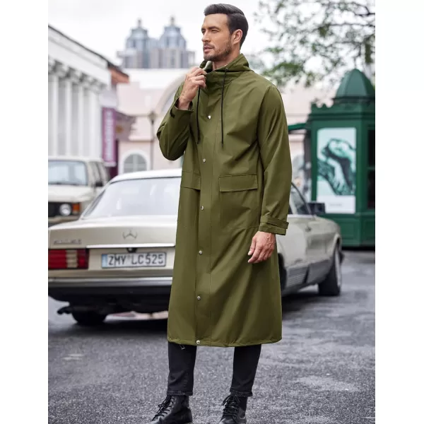 COOFANDY Men's Rain Jacket with Hood Waterproof Lightweight Active Long Raincoat