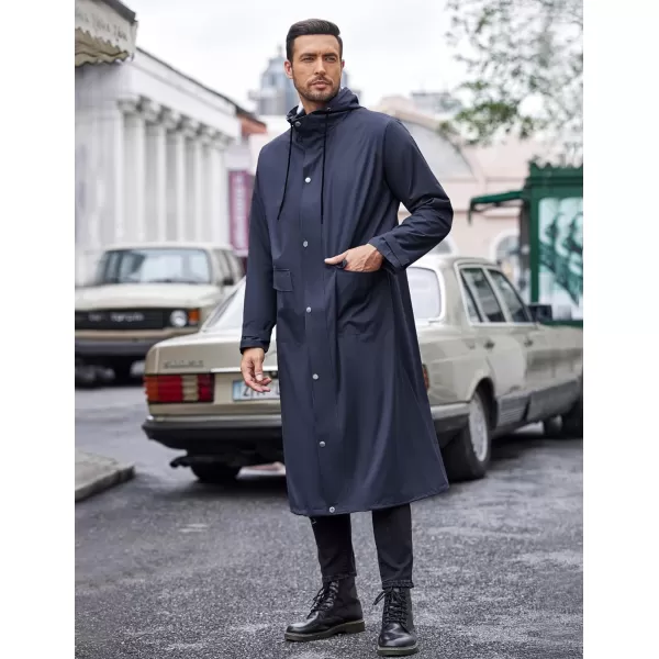 COOFANDY Men's Rain Jacket with Hood Waterproof Lightweight Active Long Raincoat