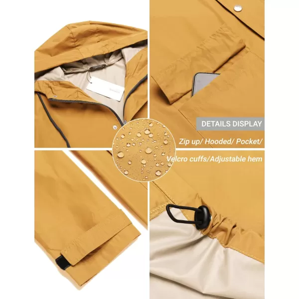 COOFANDY Men's Rain Jacket with Hood Waterproof Lightweight Active Long Raincoat