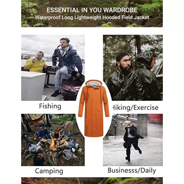COOFANDY Men's Rain Jacket with Hood Waterproof Lightweight Active Long Raincoat