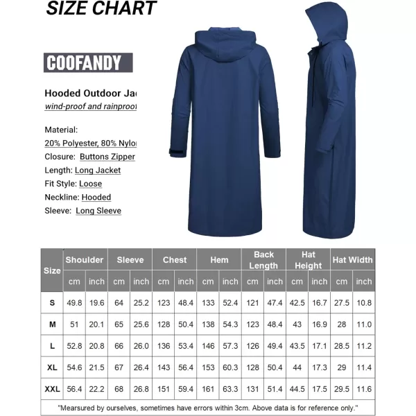 COOFANDY Men's Rain Jacket with Hood Waterproof Lightweight Active Long Raincoat