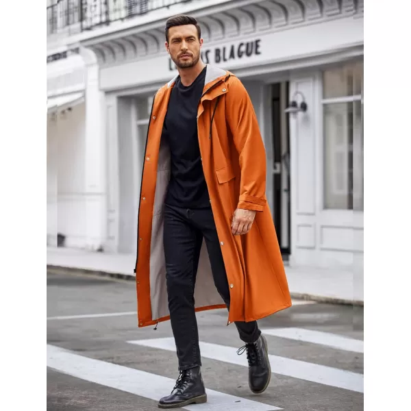 COOFANDY Men's Rain Jacket with Hood Waterproof Lightweight Active Long Raincoat