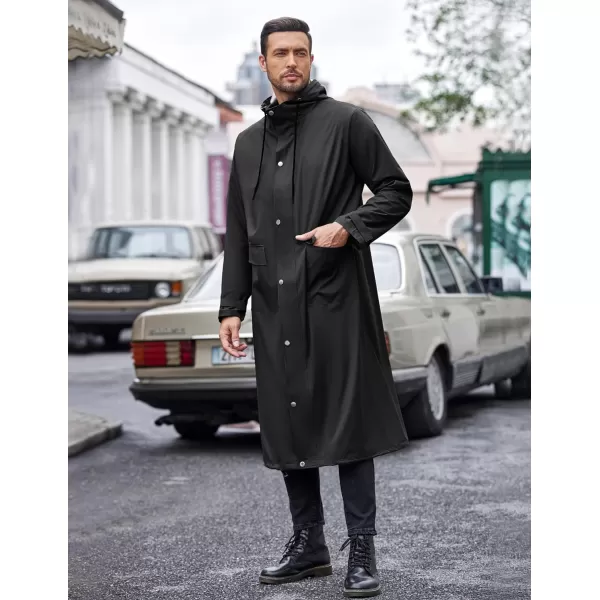 COOFANDY Men's Rain Jacket with Hood Waterproof Lightweight Active Long Raincoat
