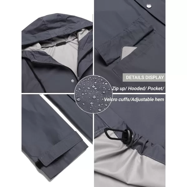 COOFANDY Men's Rain Jacket with Hood Waterproof Lightweight Active Long Raincoat