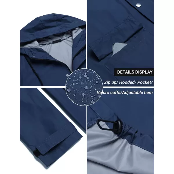 COOFANDY Men's Rain Jacket with Hood Waterproof Lightweight Active Long Raincoat