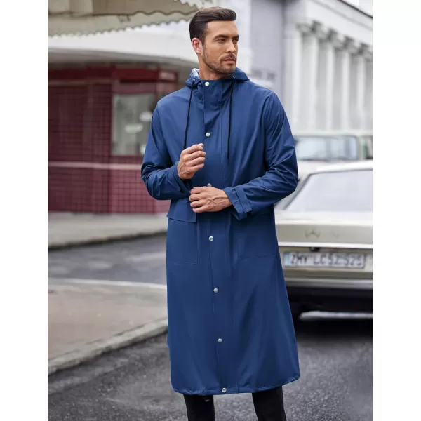 COOFANDY Men's Rain Jacket with Hood Waterproof Lightweight Active Long Raincoat