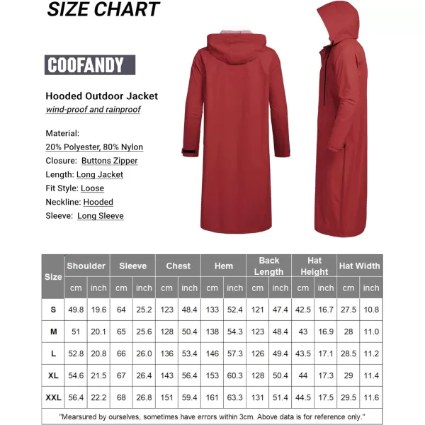 COOFANDY Men's Rain Jacket with Hood Waterproof Lightweight Active Long Raincoat
