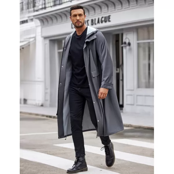 COOFANDY Men's Rain Jacket with Hood Waterproof Lightweight Active Long Raincoat